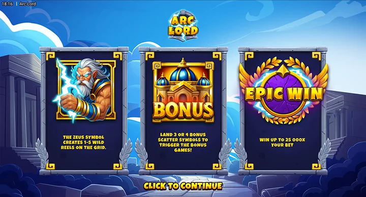 Valg af spiltilstand i Arc Lord